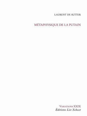 cover image of Métaphysique de la putain